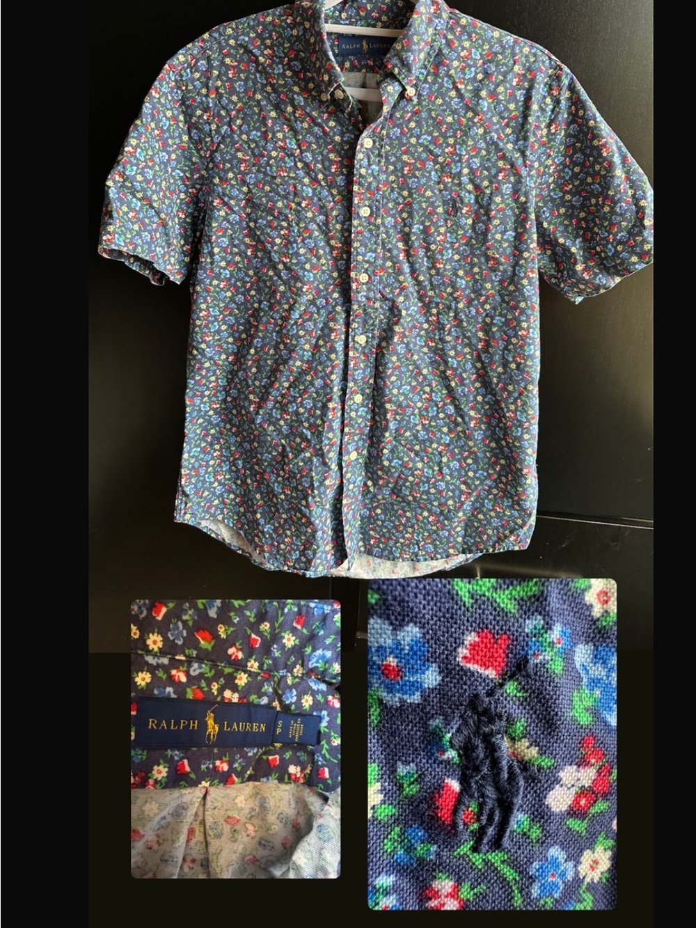Ralph Lauren men’s ' Navy Floral Short-Sleeve Button-Up Shirt